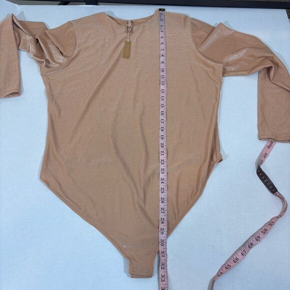 SKIMS Shimmer Long Sleeve Bodysuit Ochre Size 4x NEW with tags Thong - Picture 16 of 16
